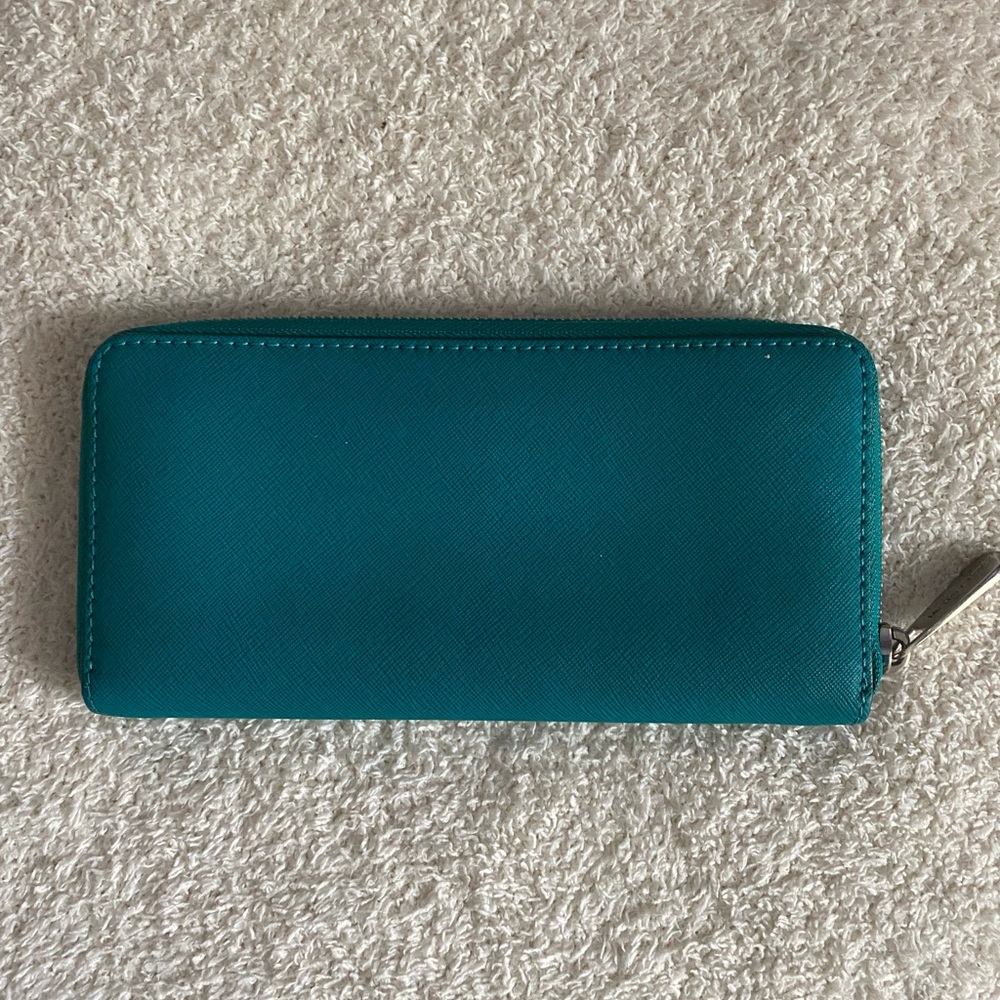 Michael Kors Turquoise Zip-Around Wallet - Picture 2 of 3